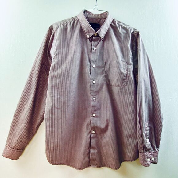 attention Other - Attention Men's Dress Shirt XL Long Sleeve Modern Fit Red White Striped